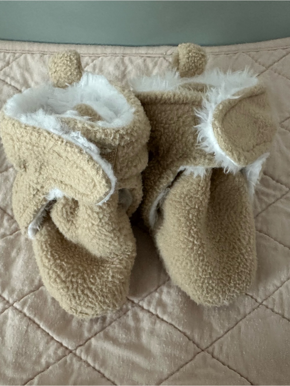 Baby Cozy Teddy Slipper Boots in Beige